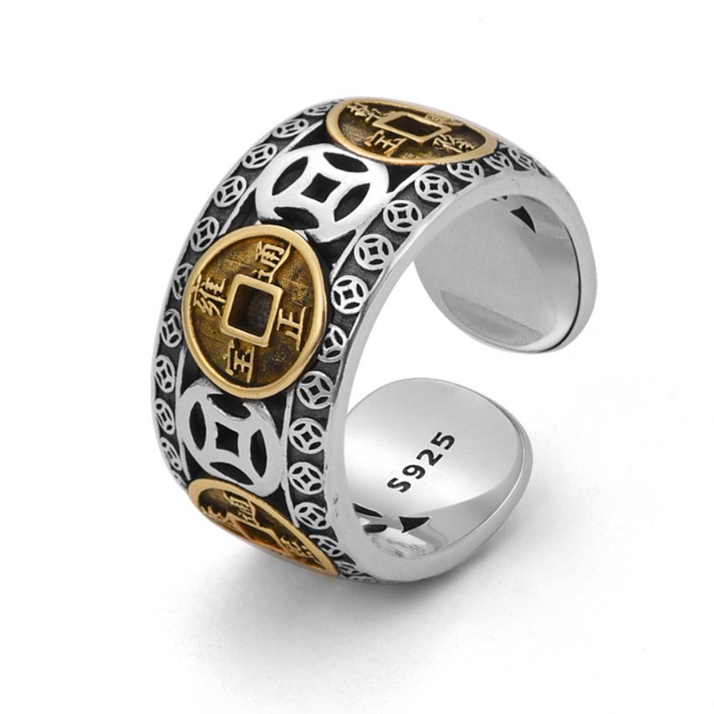 Feng Shui Five-Emperor Lucky Coins Ring - Buddha Power Store