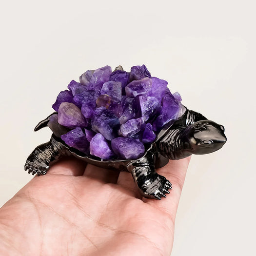 The Steadfast Guardian amethyst turtle figurine lifestyle placement