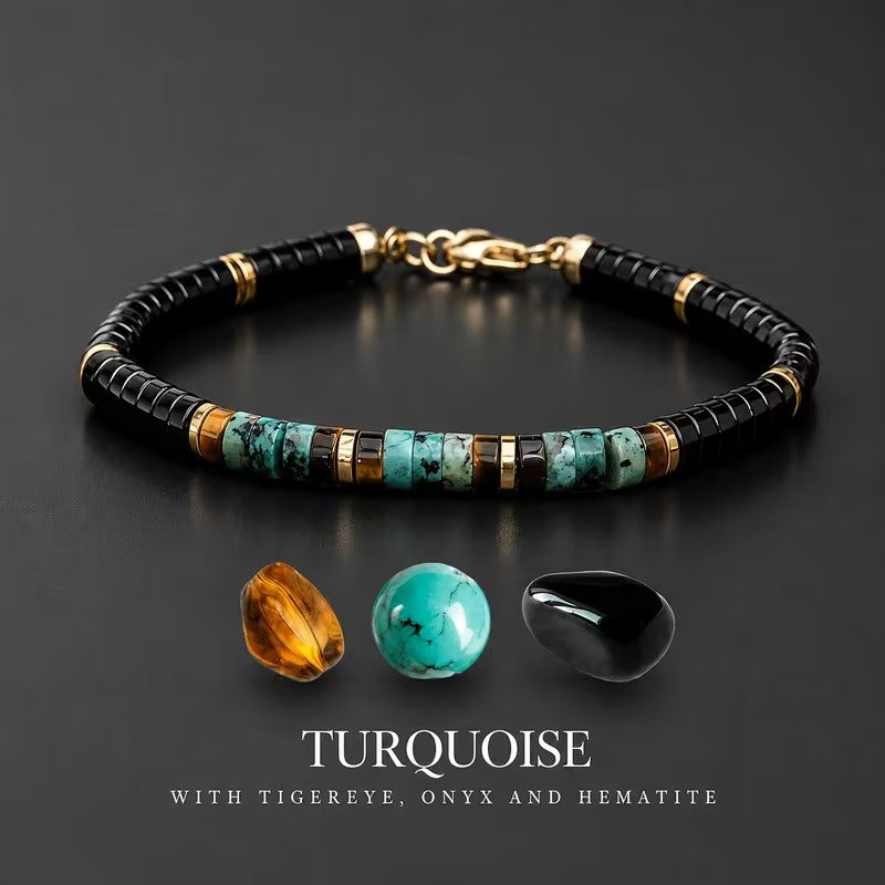 Turquoise, Tiger Eye, Onyx & Hematite Balance Bracelet