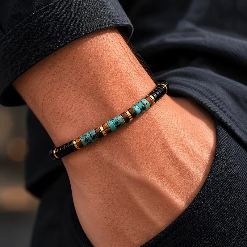 Turquoise, Tiger Eye, Onyx & Hematite Balance Bracelet
