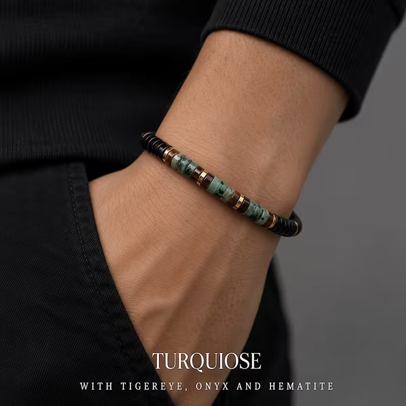 Turquoise, Tiger Eye, Onyx & Hematite Balance Bracelet