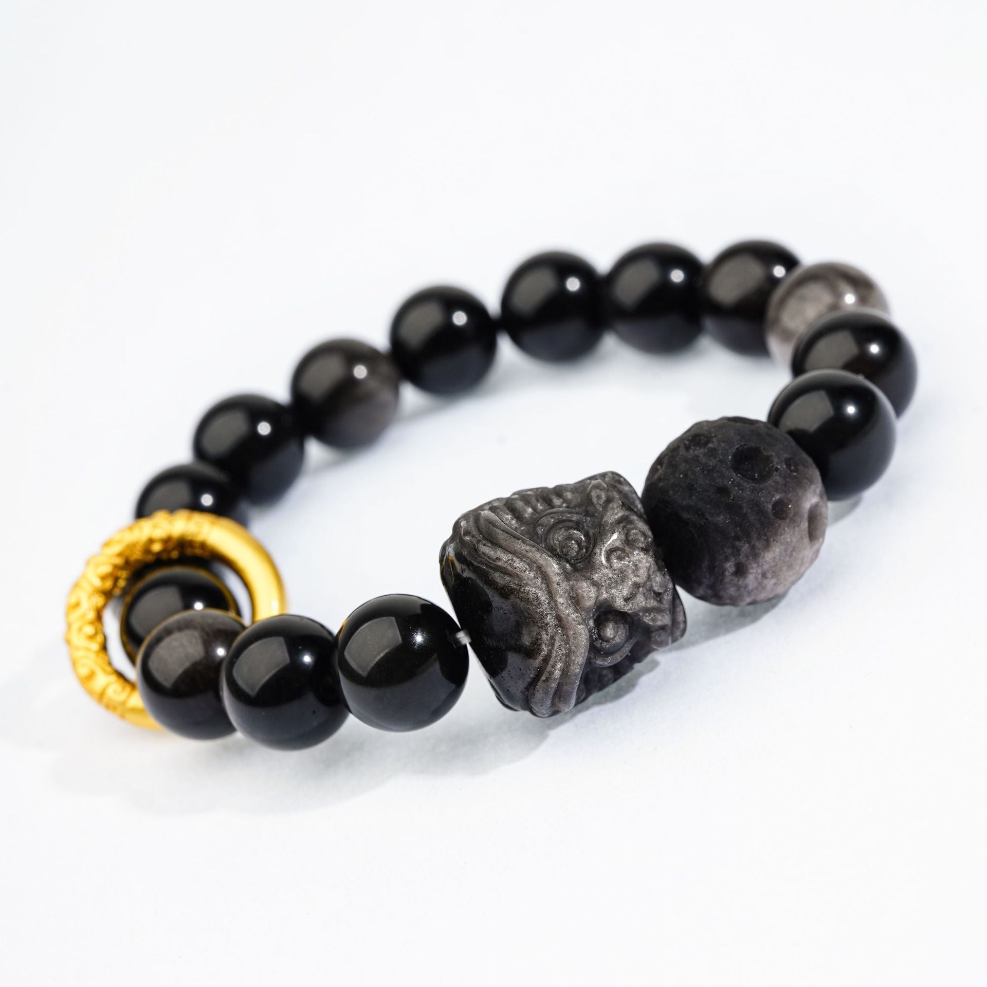 Schwarzes Obsidian-Schutzarmband – Buddha Power Store