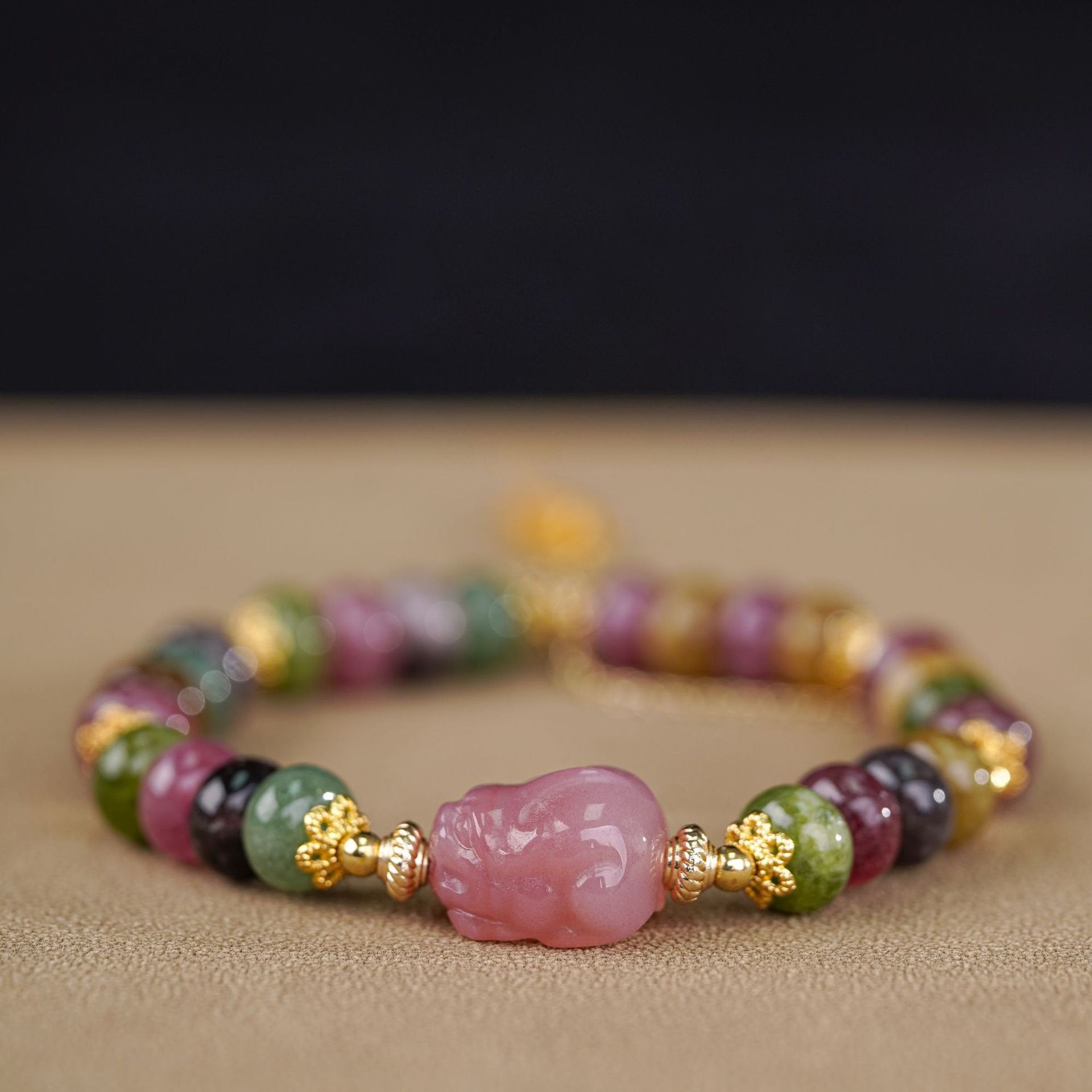 Bracelet à breloques quartz rose et tourmaline - Buddha Power Store