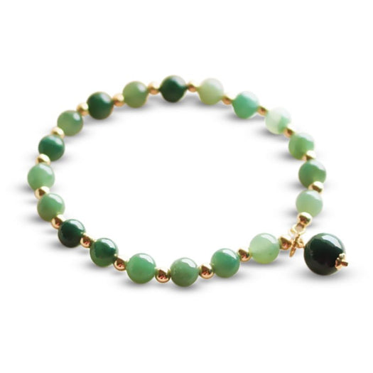 Glücksbringer-Armband aus 14 Karat Gold mit natürlicher grüner Jade – Buddha Power Store