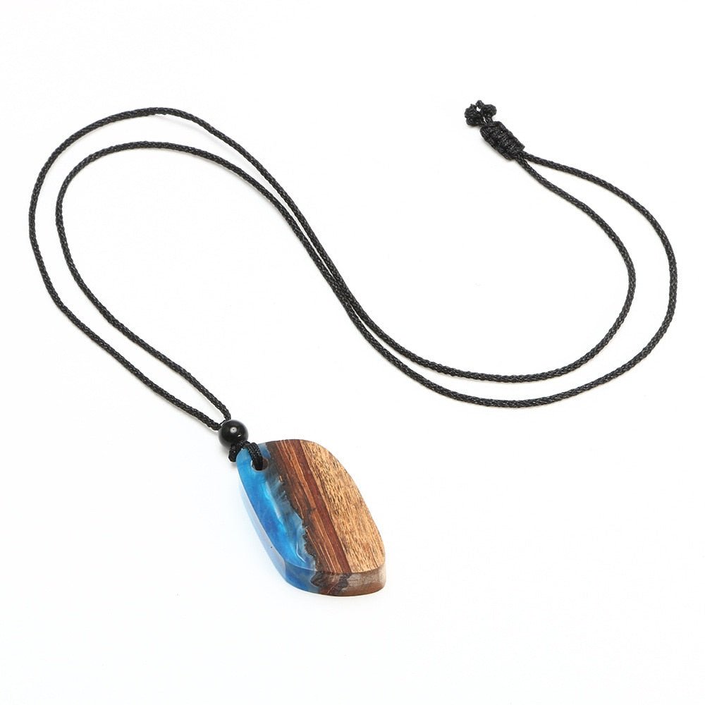 Collar de cuerda hecho a mano de resina oceánica y madera antiansiedad - Buddha Power Store