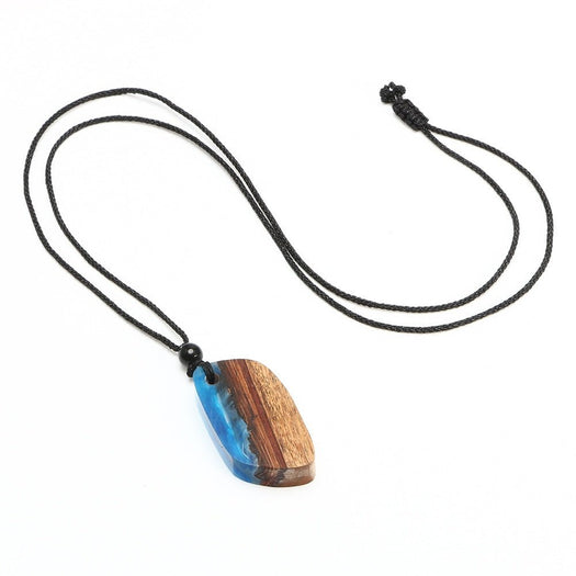 Collar de cuerda hecho a mano de resina oceánica y madera antiansiedad - Buddha Power Store