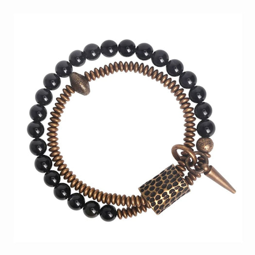 Bracelet en laiton et obsidienne noire - Buddha Power Store