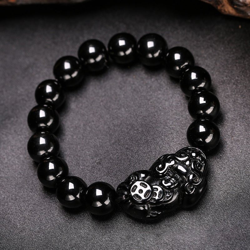 Bracelet de richesse et de protection Pi Yao en obsidienne noire - Buddha Power Store