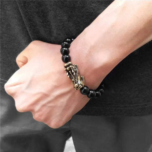 Schwarzes Obsidian-Armband für Reichtum und Glück – Buddha Power Store