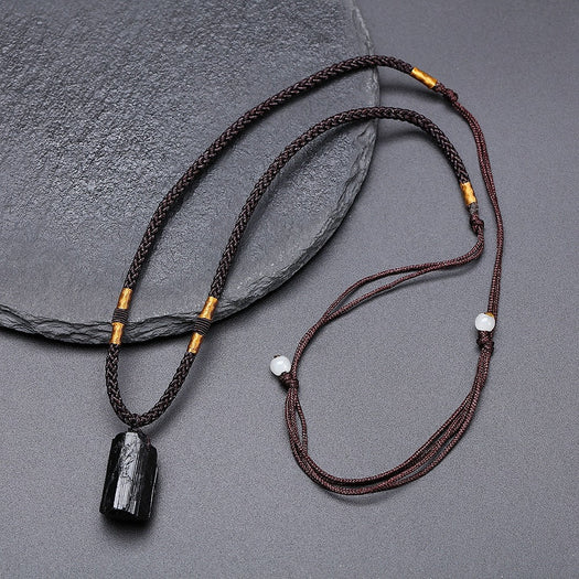 Schwarze Turmalin-Heilstein-Halskette – Buddha Power Store