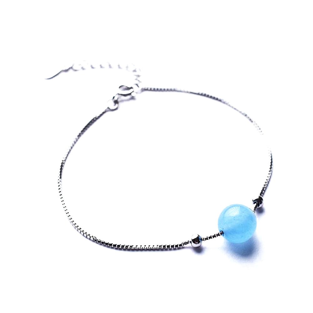 Blue Chalcedony Sterling Silver Bracelet - Buddha Power Store