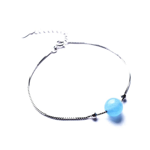 Blaues Chalcedon-Sterlingsilber-Armband – Buddha Power Store