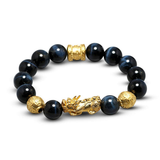 Bracelet Feng Shui Pixiu Mantra de richesse yeux de tigre bleu - Buddha Power Store