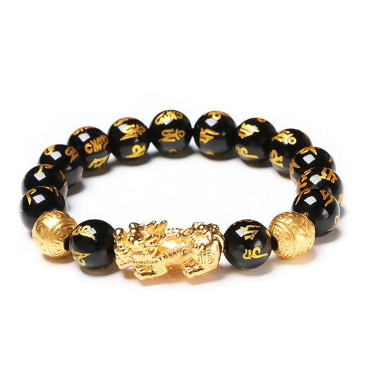 Feng shui black obsidian bracelet buddha power store Clearance