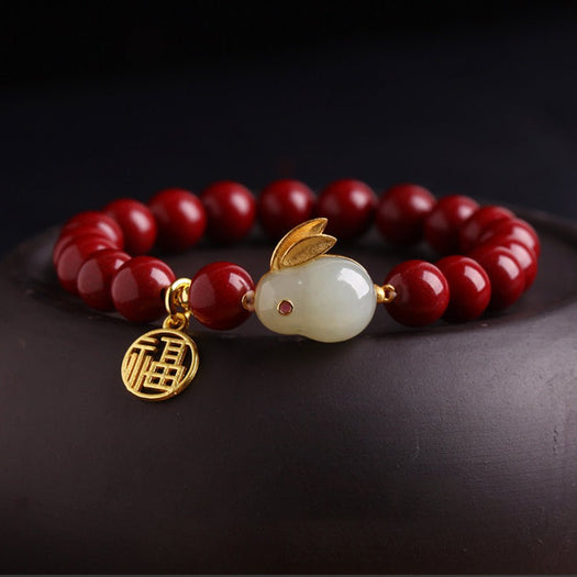 Bracelet Lapin en Jade Cinabre - Buddha Power Store