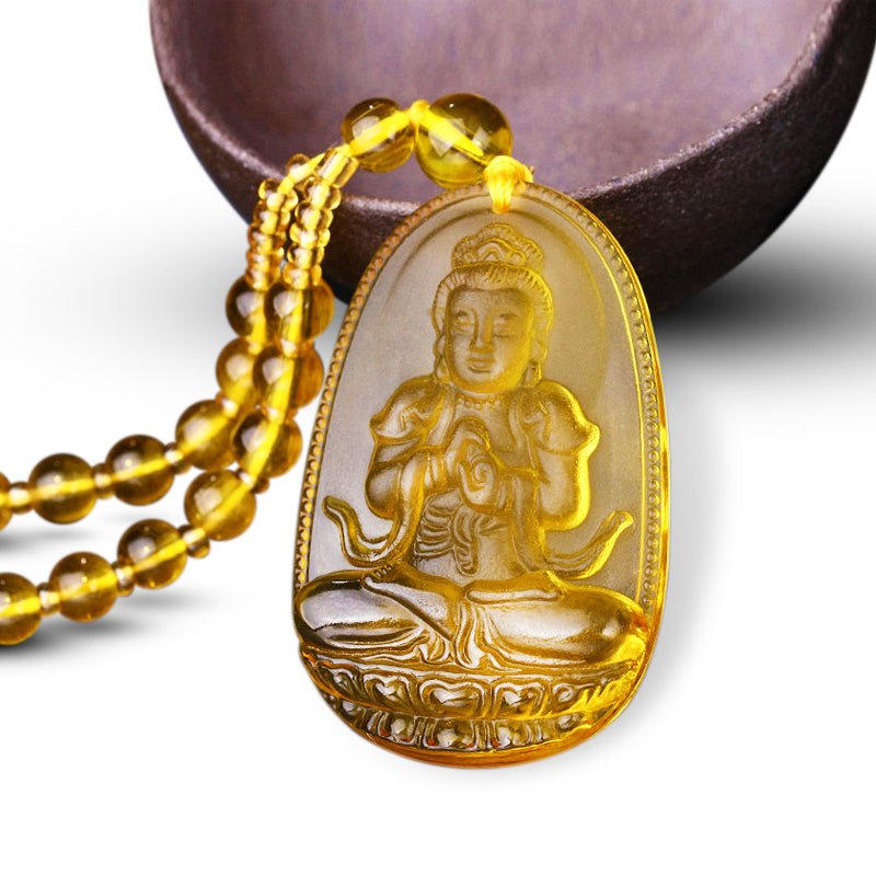 Citrine Guardian Buddha Pendant Necklace - Buddha Power Store