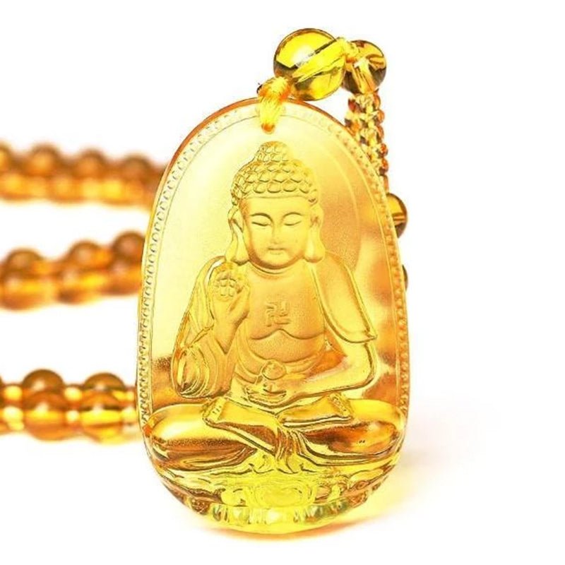 Citrin-Halskette mit Anhänger „Wächterbuddha“ – Buddha Power Store