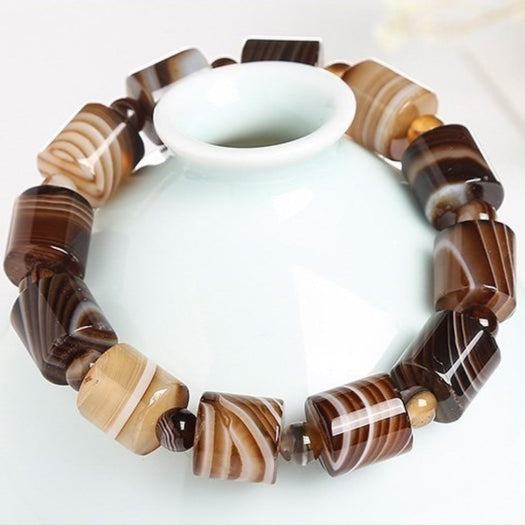 Coffee Lace Natural Agate Bracelet - Buddha Power Store