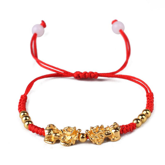 Double Piyao Red String Lucky Bracelet - Buddha Power Store