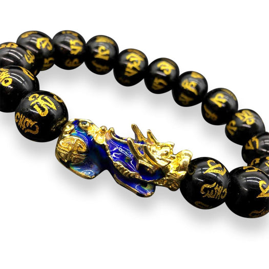 Bracelet de richesse Feng Shui en obsidienne noire Pixiu - Buddha Power Store