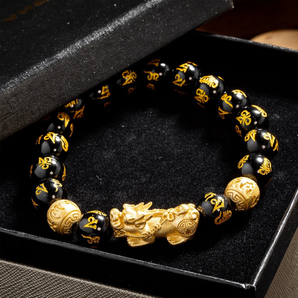 Feng Shui Black Obsidian Wealth Bracelet - Buddha Power Store