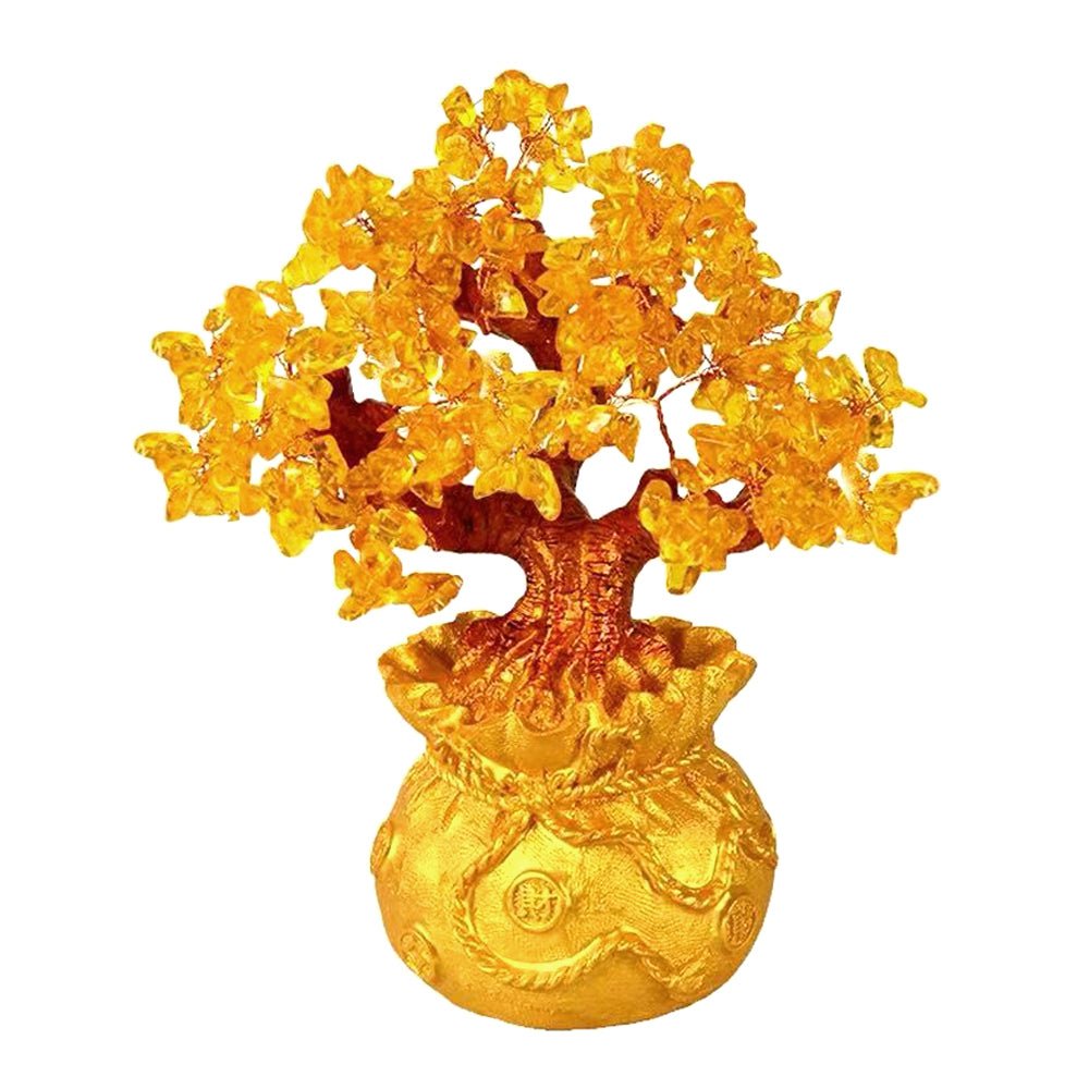Ornamentos de riqueza de árvore de dinheiro citrino Feng Shui - Buddha Power Store