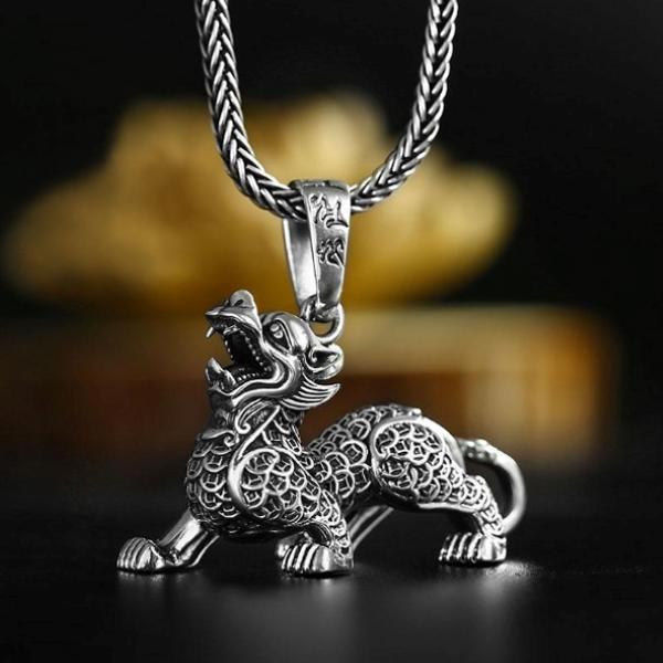 中国台灣宝石釉 貔貅獅子 招財魔除け 緣起物 箱付 希少品 Feng Shui Pixiu Wealth Necklace - Buddha Power Store