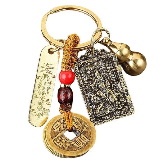 Five Emperors Gourd & Lucky Coin Zodiac Keychain - Buddha Power Store