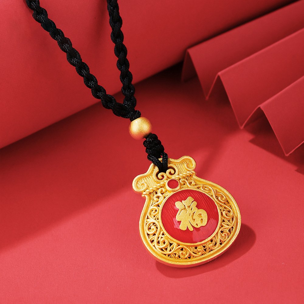 Gold Pixiu Lucky Money Bag Necklace - Buddha Power Store