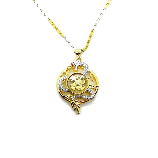 Gold Rotating Windmill Energy with Dragon Feng Shui Lucky Necklace - Buddha Power Store