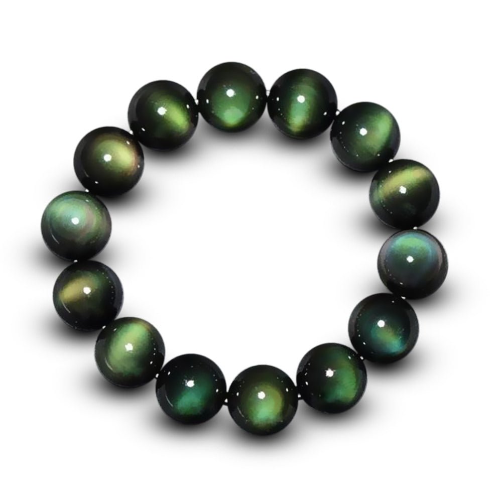 Heilarmband aus Obsidian mit grünem Auge – Buddha Power Store