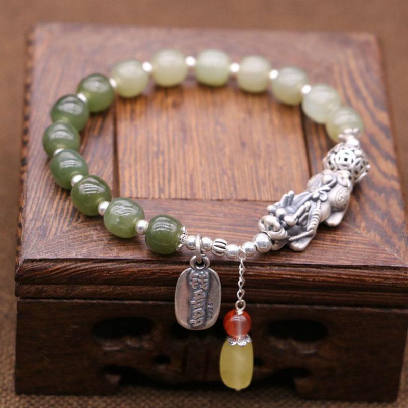 Bracelet Fortune Pixiu en Jade Vert - Buddha Power Store