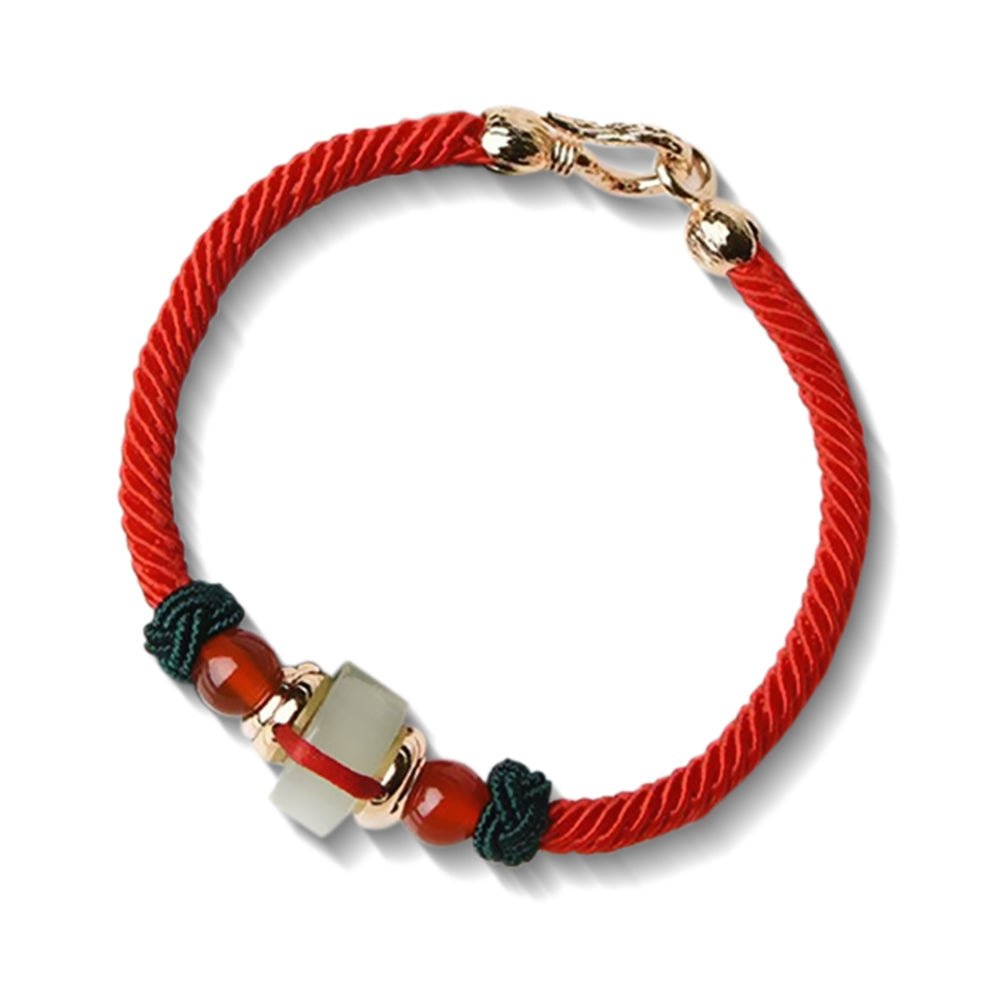 Lucky Energy Jade-Armband mit geflochtener Schnur – Buddha Power Store
