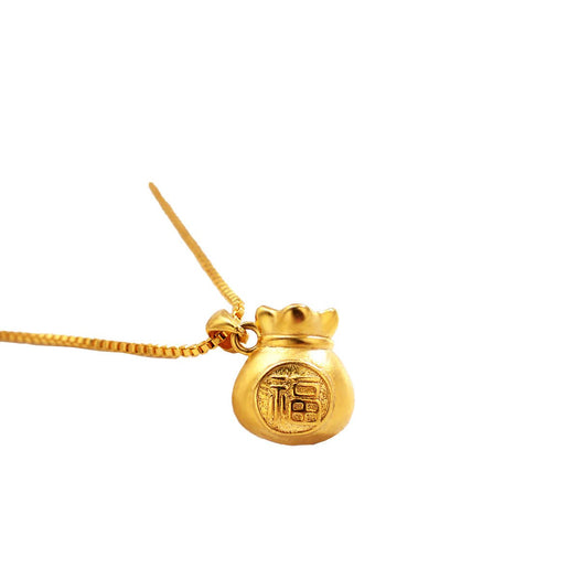Collier en or porte-bonheur avec sac d'argent - Buddha Power Store