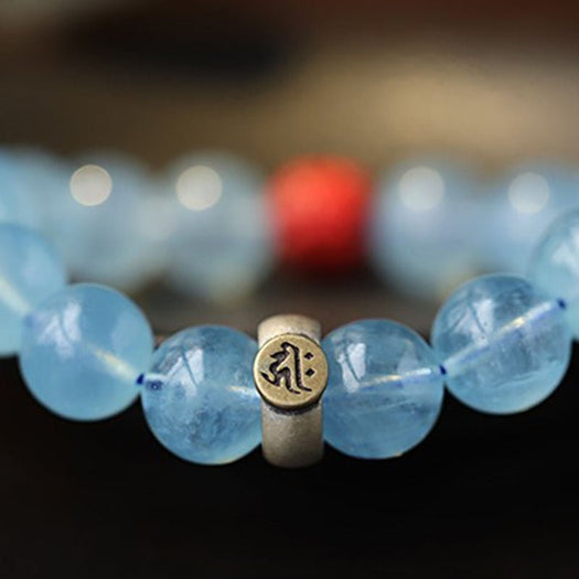 Natürliches Aquamarin-Buddha-Armband – Buddha Power Store