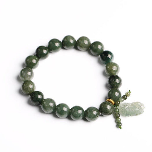 Glücks-Pixiu-Armband aus natürlicher grüner Jade – Buddha Power Store