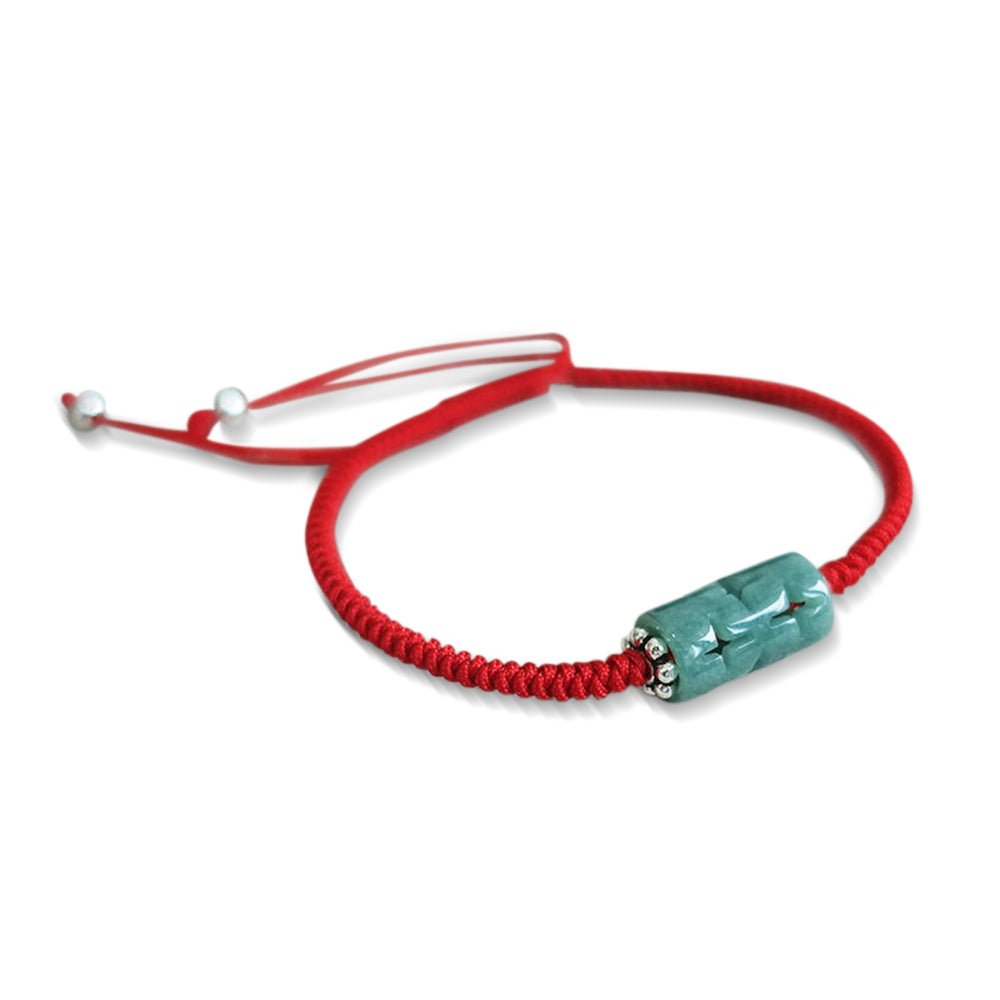Bracelet à cordes rouges porte-bonheur en jade naturel - Buddha Power Store
