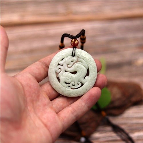 Natural Jade Dragon Hollow Necklace - Buddha Power Store