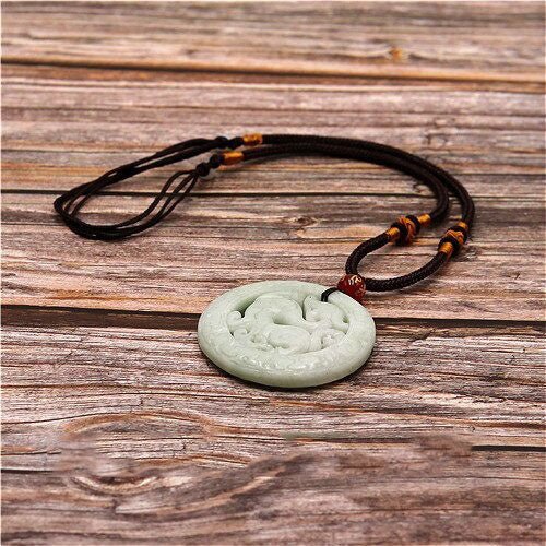 Natürliche Jade-Drachen-Halskette – Buddha Power Store