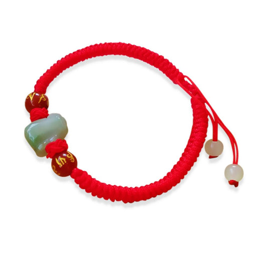 Natural Jade Lucky Pig Fortune Bracelet - Buddha Power Store