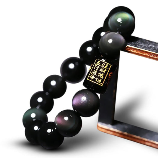 Natürliches Regenbogen-Obsidian-Schutzarmband – Buddha Power Store