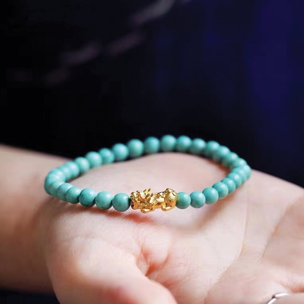 Bracelet Feng Shui Pixiu Turquoise Naturel - Buddha Power Store