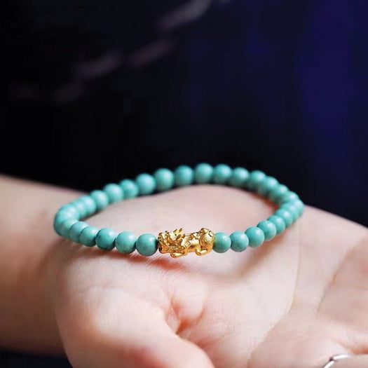 Natural Turquoise Feng Shui Pixiu Bracelet - Buddha Power Store