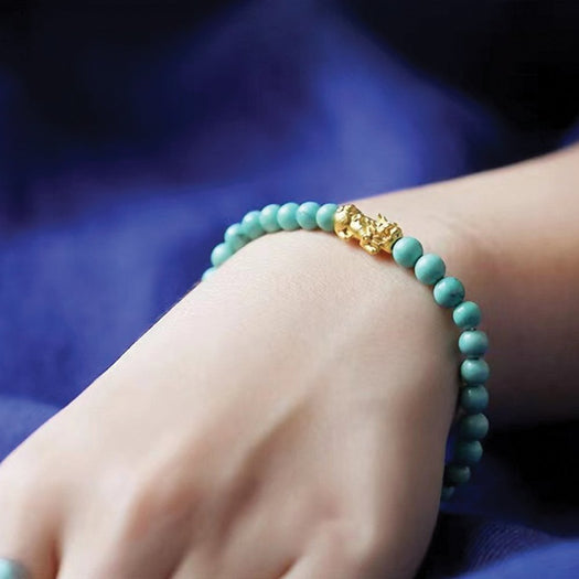 Natural Turquoise Feng Shui Pixiu Bracelet - Buddha Power Store