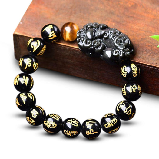 Bracelet Mantra de richesse Pixiu en obsidienne - Spécial - Buddha Power Store