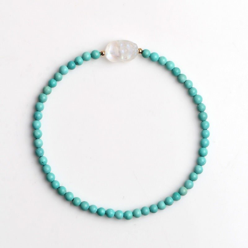 Bracelet de protection de richesse turquoise pierre de lune Pixiu - Buddha Power Store