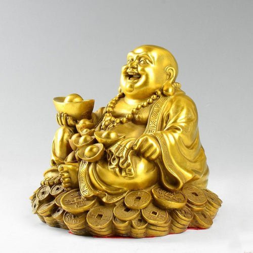 Glücksverheißendes lachendes Buddha-Ornament aus reinem Kupfer – Buddha Power Store