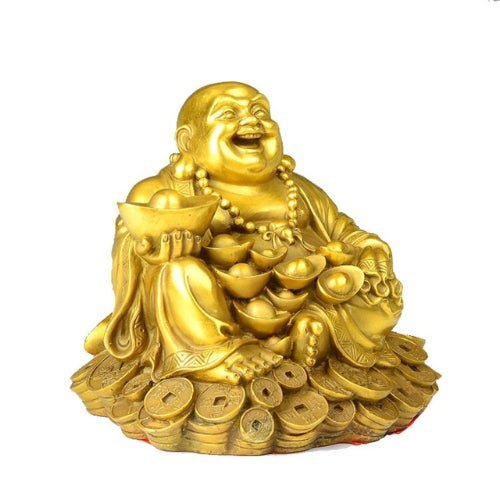 Ornement de bon augure Bouddha rieur en cuivre pur - Buddha Power Store