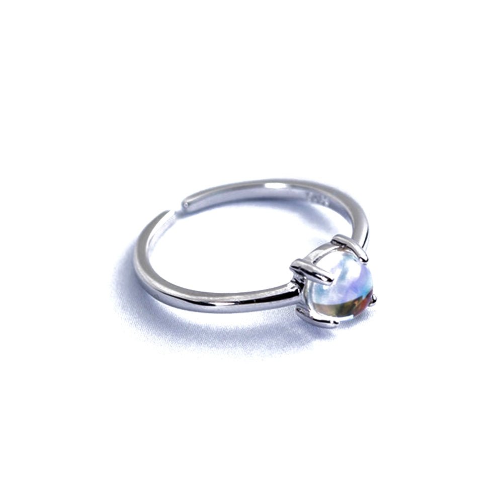 Ring mit natürlichem Mondstein aus reinem Silber – Buddha Power Store