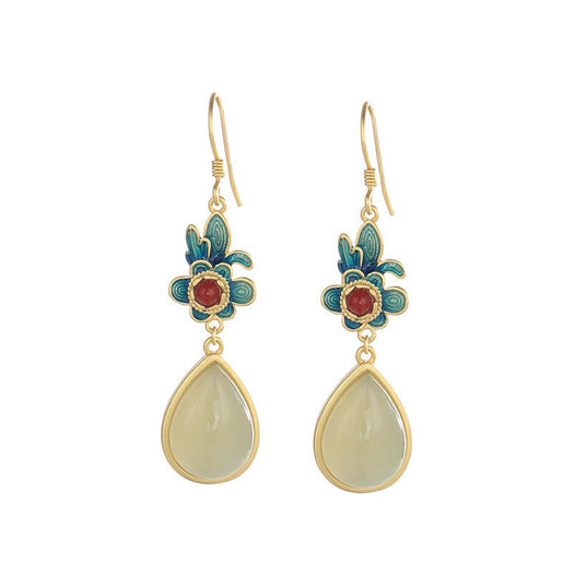 Red Agate Lucky Jade Earrings - Buddha Power Store